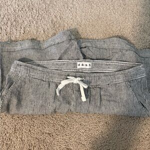 Dash Women's Gray Linen Striped Shorts